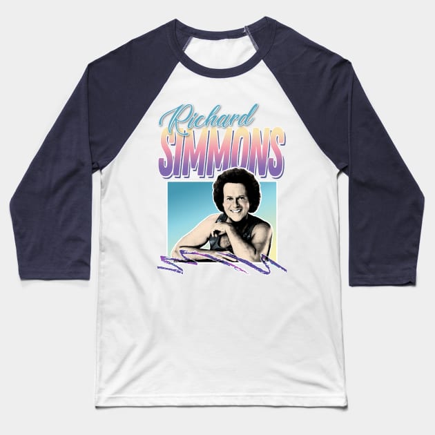 Richard Simmons 80s Styled Tribute Design Baseball T-Shirt by DankFutura